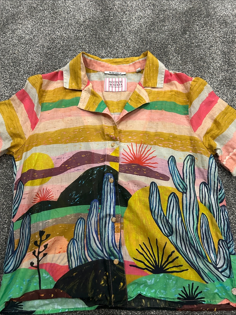 Scotch & Soda Amsterdam Multicolor Striped Cactus Button-Up Shirt